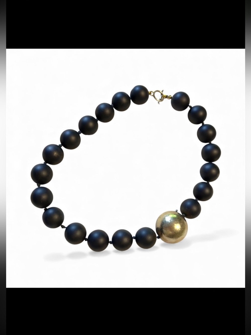 Matte black onyx & 925 sterling silver statement necklace Women’s jewelry